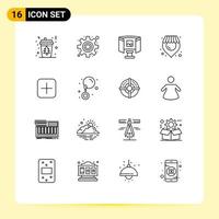 Universal Icon Symbols Group of 16 Modern Outlines of sets instagram future supermarket location Editable Vector Design Elements