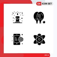 4 Universal Solid Glyphs Set for Web and Mobile Applications candle communication activities game internet Editable Vector Design Elements