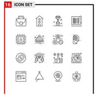 16 Thematic Vector Outlines and Editable Symbols of map drafting store construction pen Editable Vector Design Elements