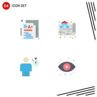 4 Thematic Vector Flat Icons and Editable Symbols of test body knowledge map performance Editable Vector Design Elements