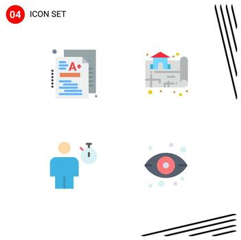 4 Thematic Vector Flat Icons and Editable Symbols of test body knowledge map performance Editable Vector Design Elements