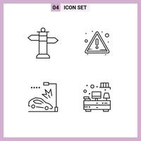 4 Creative Icons Modern Signs and Symbols of navigation lamppost alert accident drawers Editable Vector Design Elements