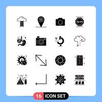 Pack of 16 creative Solid Glyphs of day working instagram work rest Editable Vector Design Elements