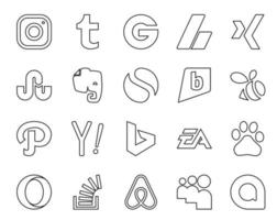 20 Social Media Icon Pack Including sports electronics arts simple bing yahoo vector