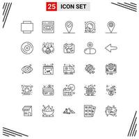 Pack of 25 creative Lines of album map pin location real Editable Vector Design Elements