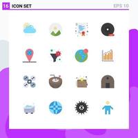 Pictogram Set of 16 Simple Flat Colors of data filter globe diploma geo peripheral device Editable Pack of Creative Vector Design Elements