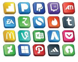 20 Social Media Icon Pack Including deviantart adwords zootool excel mcdonalds vector