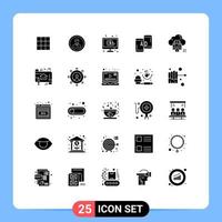 Group of 25 Solid Glyphs Signs and Symbols for mobile advertisig advertising person ppc pay Editable Vector Design Elements