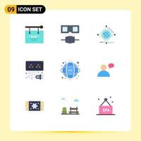 Universal Icon Symbols Group of 9 Modern Flat Colors of data element iot cable global Editable Vector Design Elements