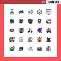 Universal Icon Symbols Group of 25 Modern Filled line Flat Colors of spy camera coding vegetable programing Editable Vector Design Elements