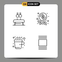 Pack of 4 creative Filledline Flat Colors of exercise coffee rings investment drink Editable Vector Design Elements