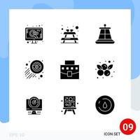 9 Solid Glyph concept for Websites Mobile and Apps office bag marine user trading Editable Vector Design Elements