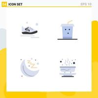 Pictogram Set of 4 Simple Flat Icons of shoes health running drink bowl Editable Vector Design Elements