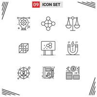 Pack of 9 creative Outlines of formula biology justice biochemistry computing Editable Vector Design Elements