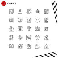 Universal Icon Symbols Group of 25 Modern Lines of office buildings profile architecture paper Editable Vector Design Elements