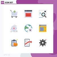 Universal Icon Symbols Group of 9 Modern Flat Colors of information analysis find telemedicine health Editable Vector Design Elements