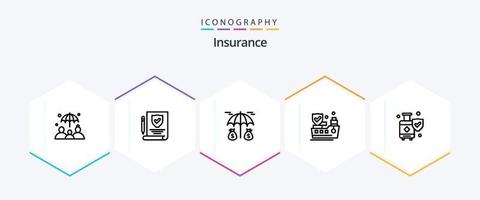 Insurance 25 Line icon pack including . suitcase. protection. shield. insurance vector