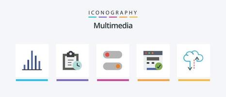 multimedia plano 5 5 icono paquete incluso . palanca. tráfico. nube. creativo íconos diseño vector