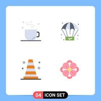 Group of 4 Flat Icons Signs and Symbols for break vlc time product anemone flower Editable Vector Design Elements