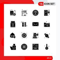 Universal Icon Symbols Group of 16 Modern Solid Glyphs of wifi internet code credit programming Editable Vector Design Elements