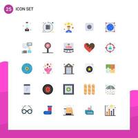 User Interface Pack of 25 Basic Flat Colors of globe maximize server browser star Editable Vector Design Elements