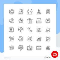 Modern Set of 25 Lines Pictograph of business analysis asparagus statistics rocket Editable Vector Design Elements