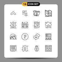 Stock Vector Icon Pack of 16 Line Signs and Symbols for navigation map encryption explore secure Editable Vector Design Elements