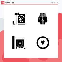 Set of 4 Modern UI Icons Symbols Signs for gdpr travel law programming love Editable Vector Design Elements