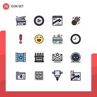 Universal Icon Symbols Group of 16 Modern Flat Color Filled Lines of alert dessert arrow cookie seo Editable Creative Vector Design Elements