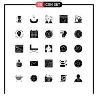 Solid Glyph Pack of 25 Universal Symbols of light home environment shield web server Editable Vector Design Elements
