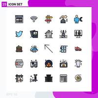 Modern Set of 25 Filled line Flat Colors Pictograph of call avatar index security alarm Editable Vector Design Elements