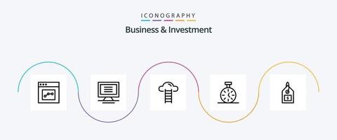 negocio y inversión línea 5 5 icono paquete incluso etiqueta. etiqueta. nube. contar. hora vector