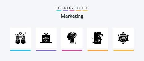 Marketing Glyph 5 Icon Pack Including data. smartphone. brainstorming. phone. communication. Creative Icons Design vector