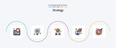 Strategy Line Filled Flat 5 Icon Pack Including target. money. management. target. goal vector