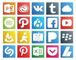 20 Social Media Icon Pack Including blackberry finder path aim video vector