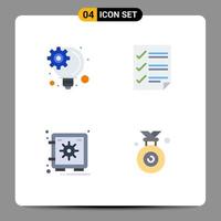 Modern Set of 4 Flat Icons Pictograph of idea management safe checkmarks page vault Editable Vector Design Elements