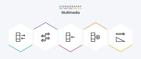 multimedia 25 línea icono paquete incluso . . importar. clasificación. descendente vector