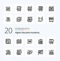 20 Academy Line icon Pack like academy board owl blackboard education vector