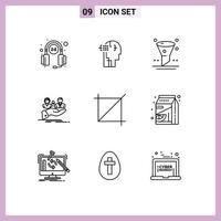 Set of 9 Modern UI Icons Symbols Signs for crop life browser family insurance Editable Vector Design Elements