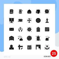 Universal Icon Symbols Group of 25 Modern Solid Glyphs of cube search message web insurance Editable Vector Design Elements