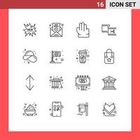Pack of 16 creative Outlines of fashion movie report editing cut Editable Vector Design Elements