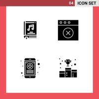 Modern Set of 4 Solid Glyphs and symbols such as album outline music delete rx Editable Vector Design Elements