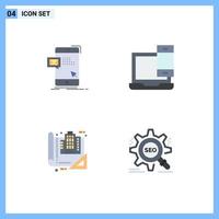 Pack of 4 Modern Flat Icons Signs and Symbols for Web Print Media such as bulk phone mail devices blue Editable Vector Design Elements