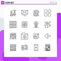 16 User Interface Outline Pack of modern Signs and Symbols of lunch cabinet strategy archive education Editable Vector Design Elements