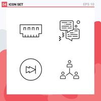 Modern Set of 4 Filledline Flat Colors and symbols such as computers arrow hardware chat forward Editable Vector Design Elements