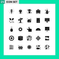 Pictogram Set of 25 Simple Solid Glyphs of iot luggage award suitcase hotel Editable Vector Design Elements