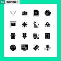 dieciséis sólido glifo concepto para sitios web móvil y aplicaciones extensión adjuntar identidad sonido formato editable vector diseño elementos