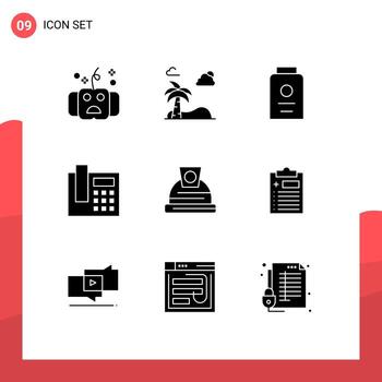 9 Universal Solid Glyphs Set for Web and Mobile Applications construction call spring telephone white Editable Vector Design Elements
