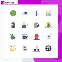 16 User Interface Flat Color Pack of modern Signs and Symbols of city building wear apartment id Editable Pack of Creative Vector Design Elements