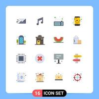 Group of 16 Modern Flat Colors Set for city route computer navigation gps Editable Pack of Creative Vector Design Elements